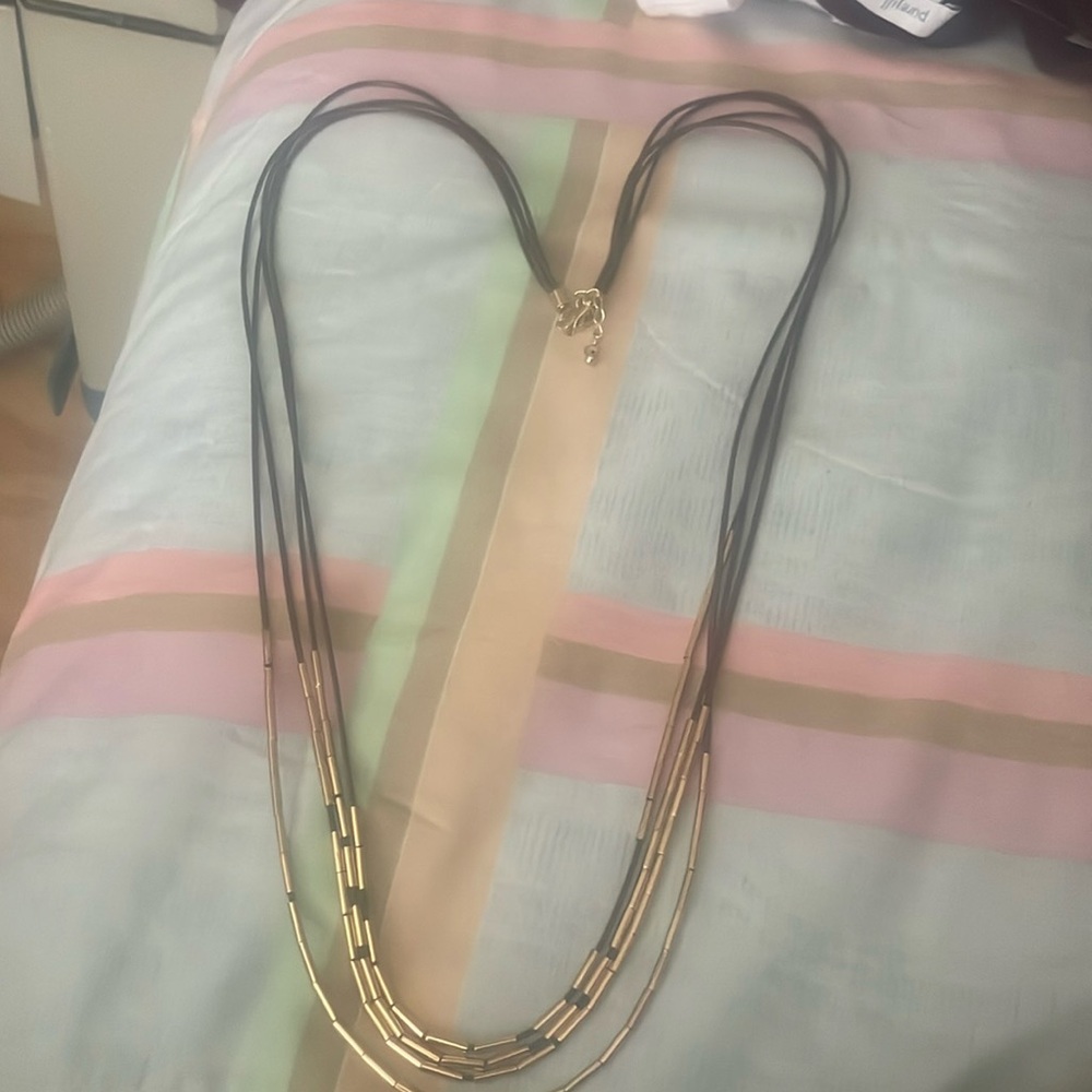 Brown, gold beaded necklace